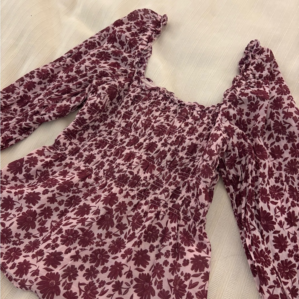 Vineyard Vines Pink Floral Smocked Blouse